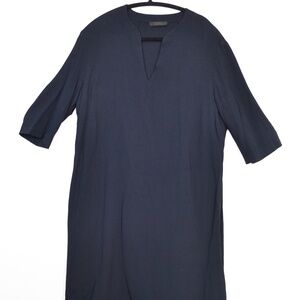 The Row Navy Minimal Tunic Dress | Quiet Luxury Mini Shift Dress